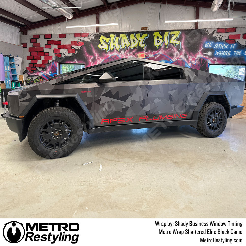 black cybertruck camo wrap