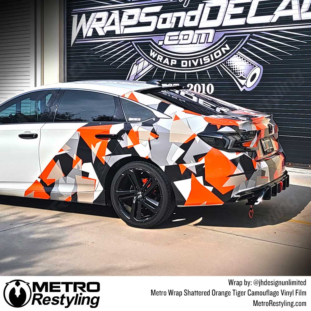 Metro Wrap Shattered Orange Tiger Camouflage Vinyl Film