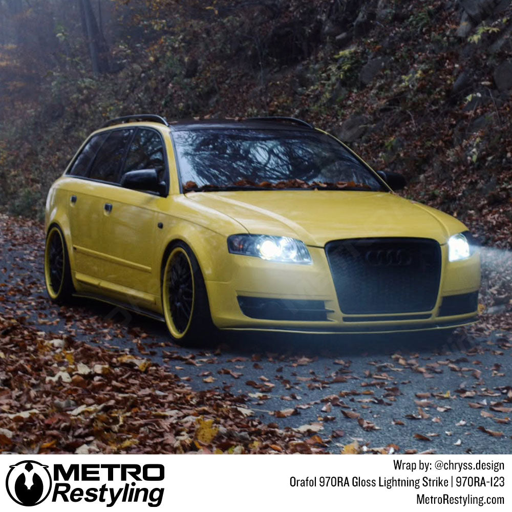 Audi with yellow color change vinyl