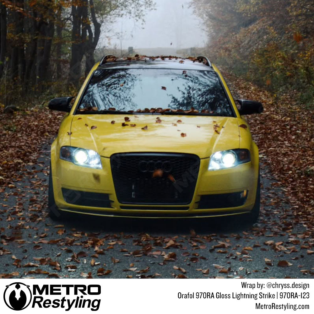 Audi with yellow color change vinyl