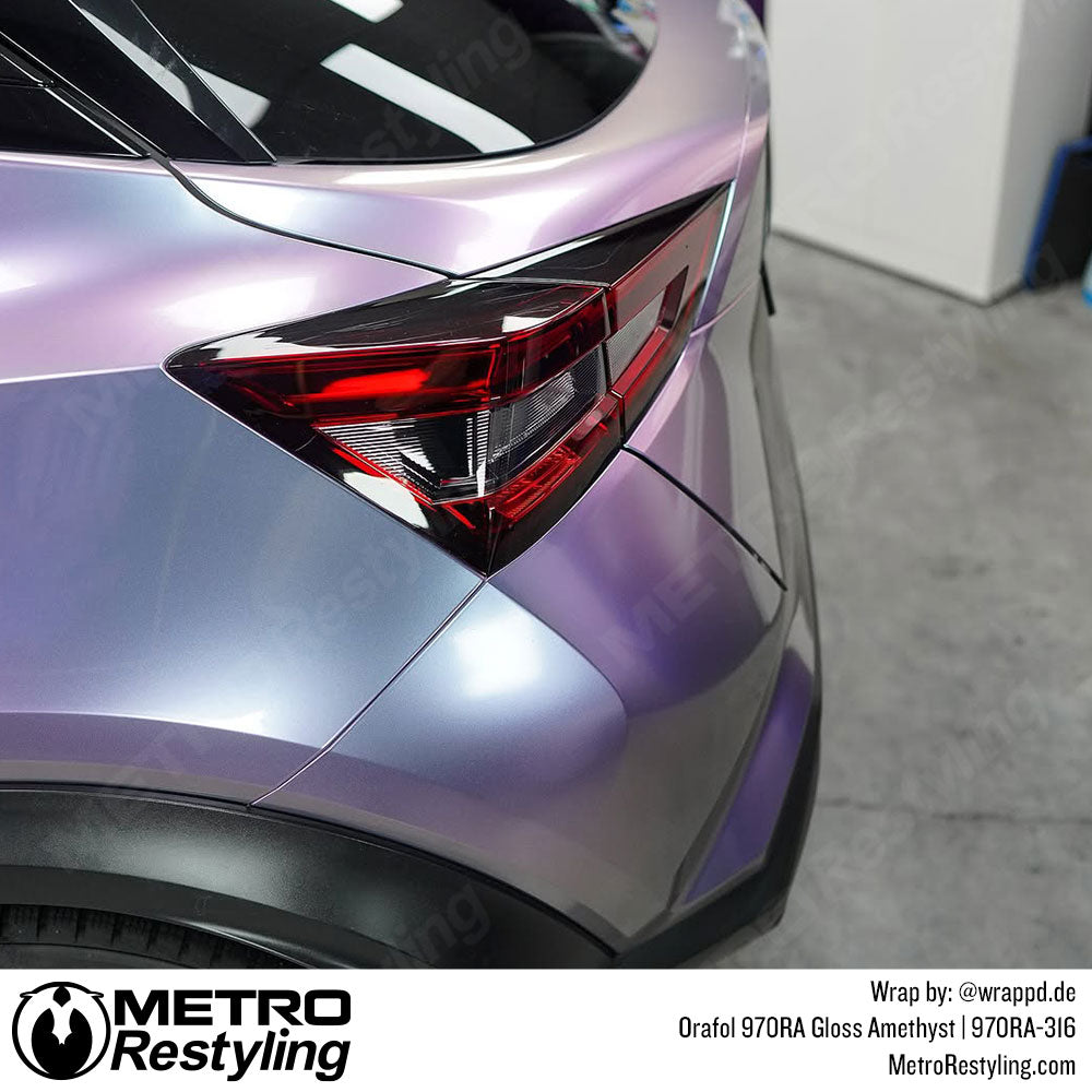 Nissan with purple pink color change vinyl wrap