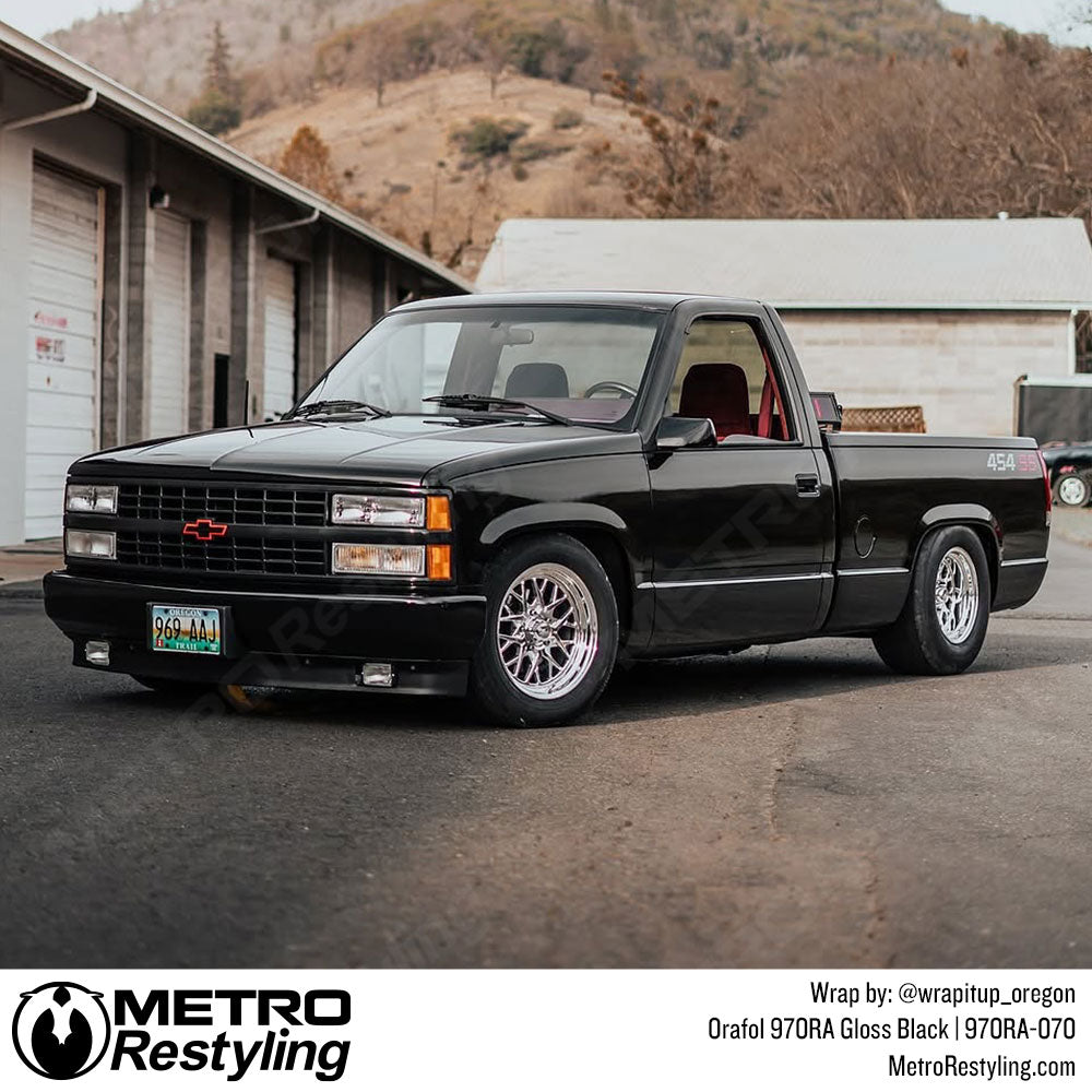 gloss black truck wrap