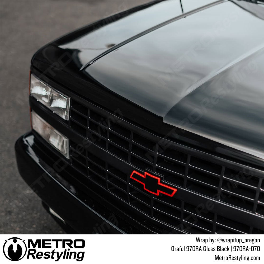 gloss black truck wrap