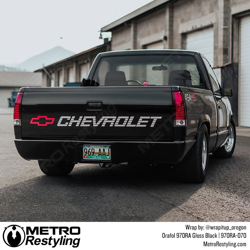 gloss black truck wrap