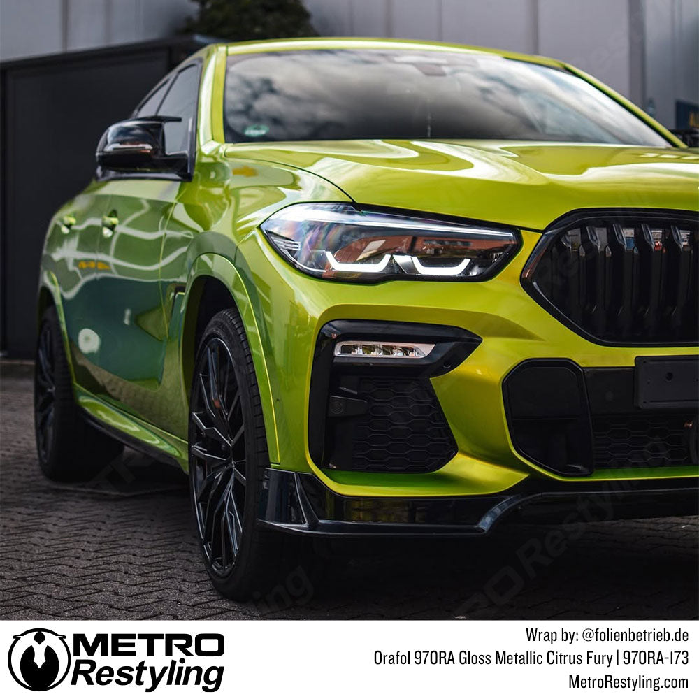 bmw with metallic green wrap
