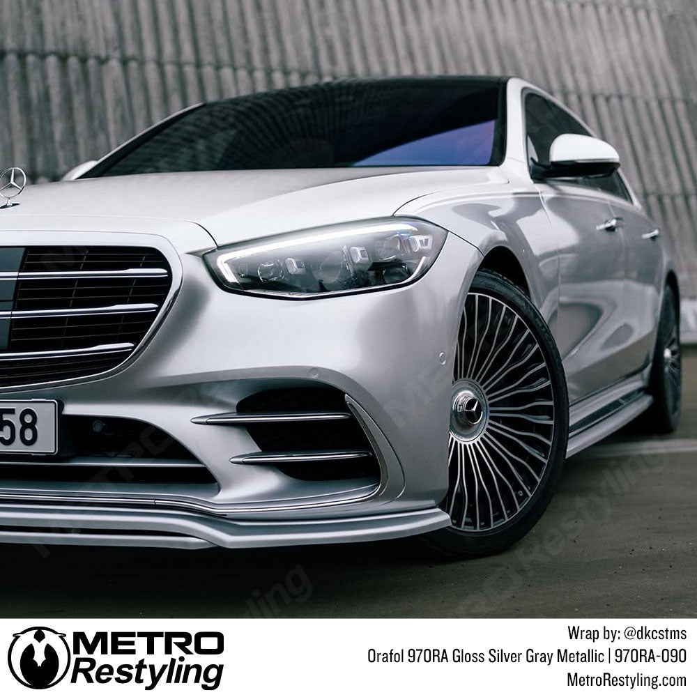 Silver Gray Mercedes Benz Vinyl Wrap