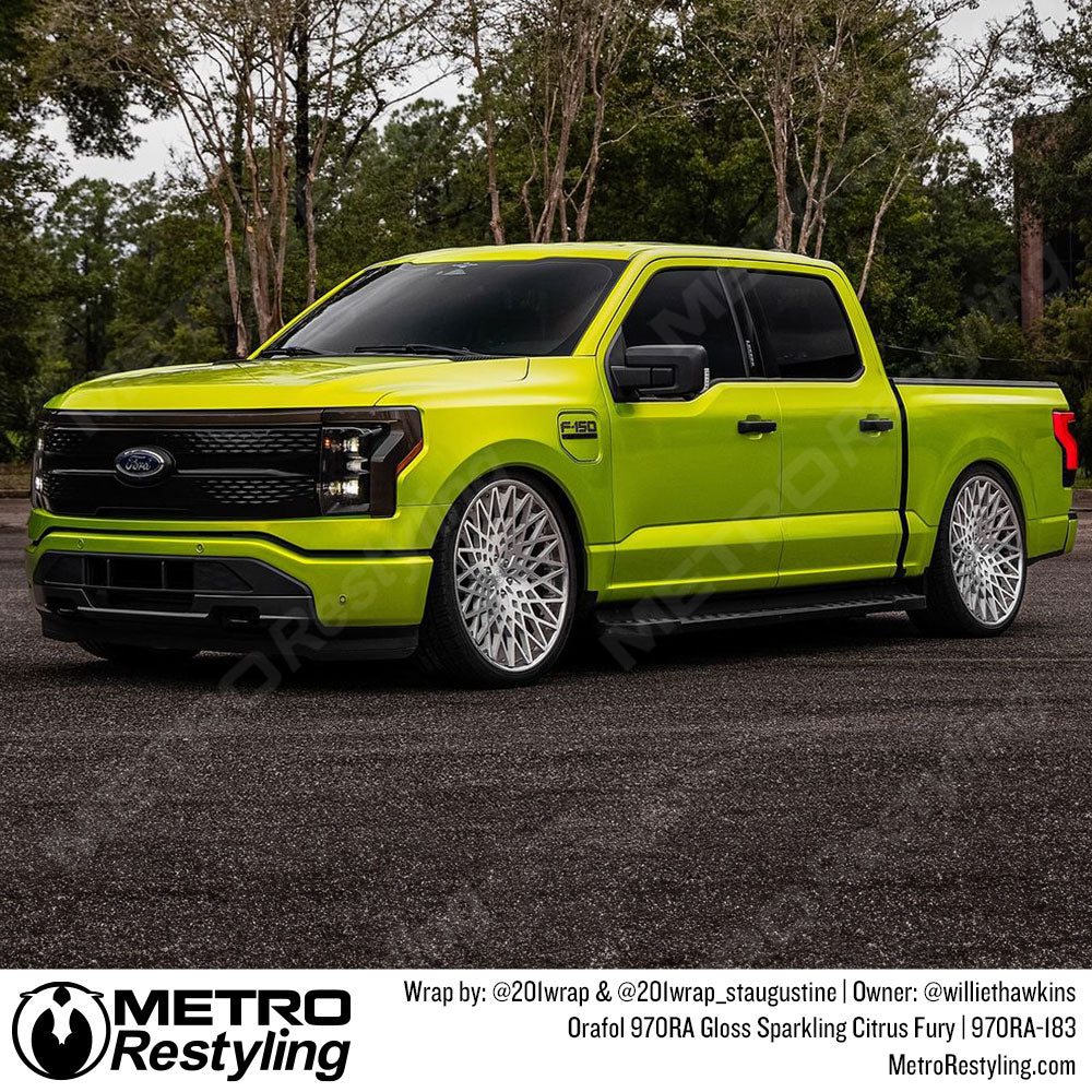 lime green truck wrap