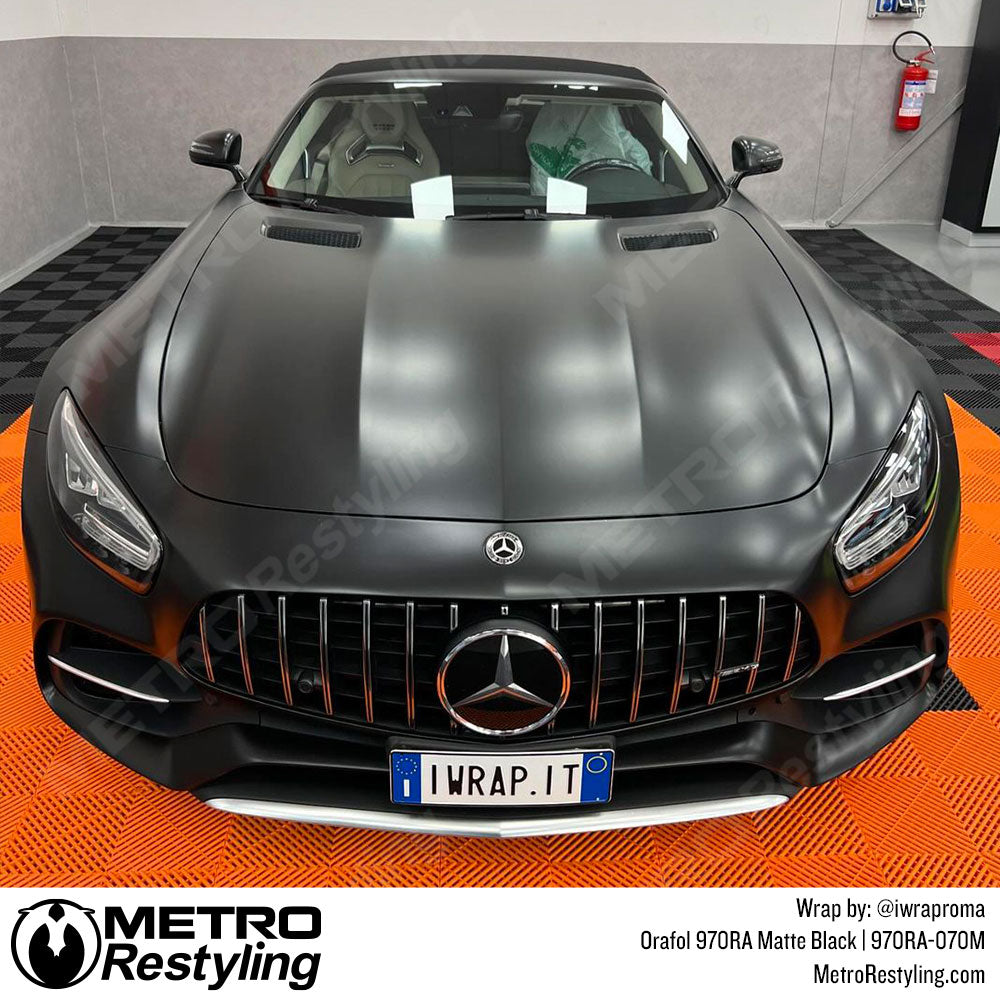 Matte black mercedes wrap