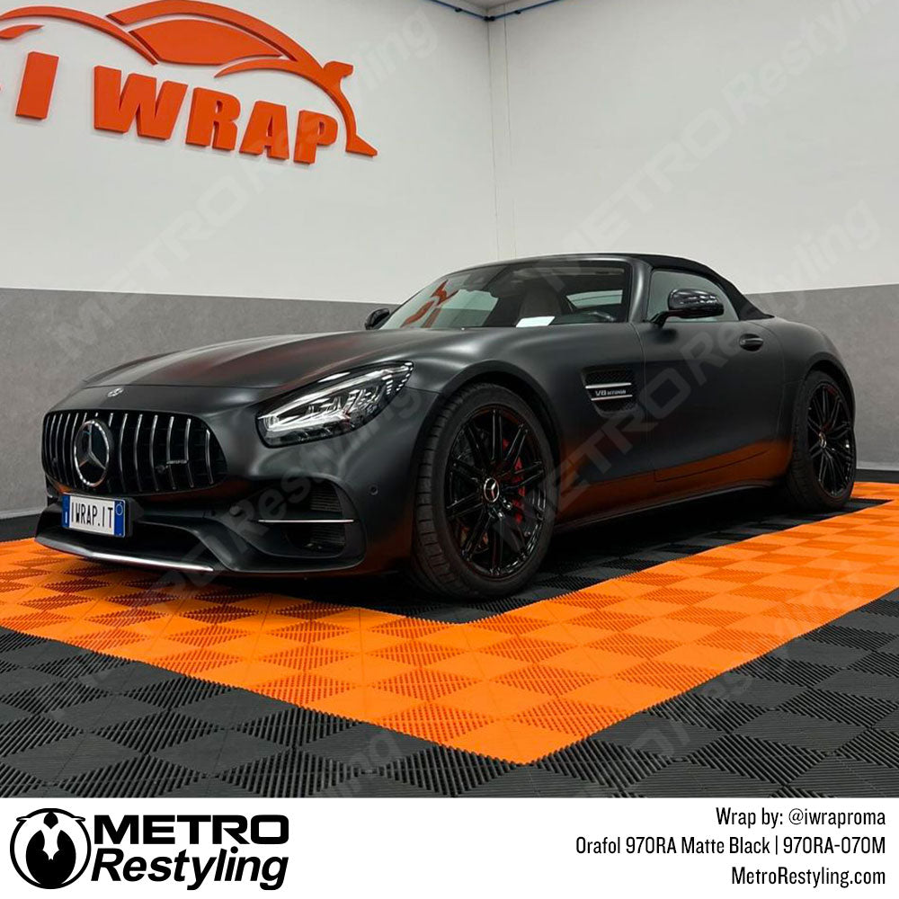 Matte black mercedes vinyl wrap