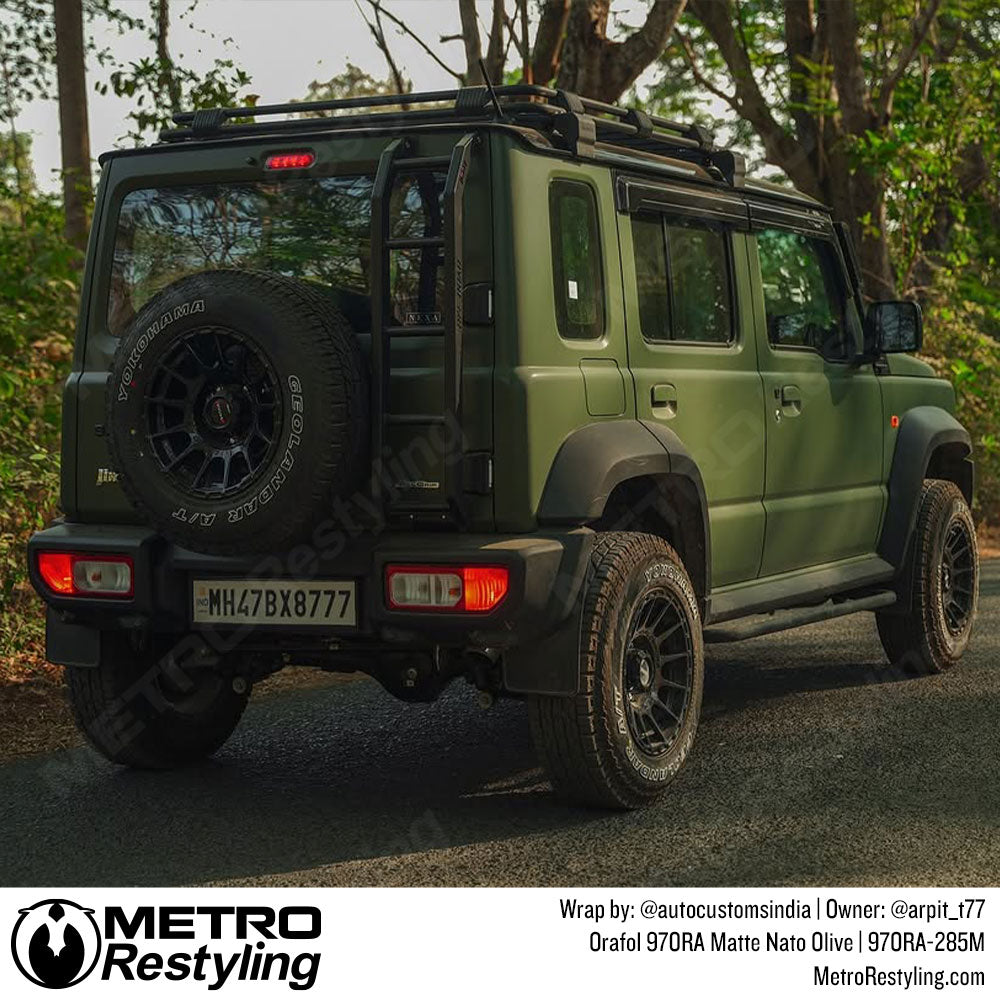 matte military green suv wrap