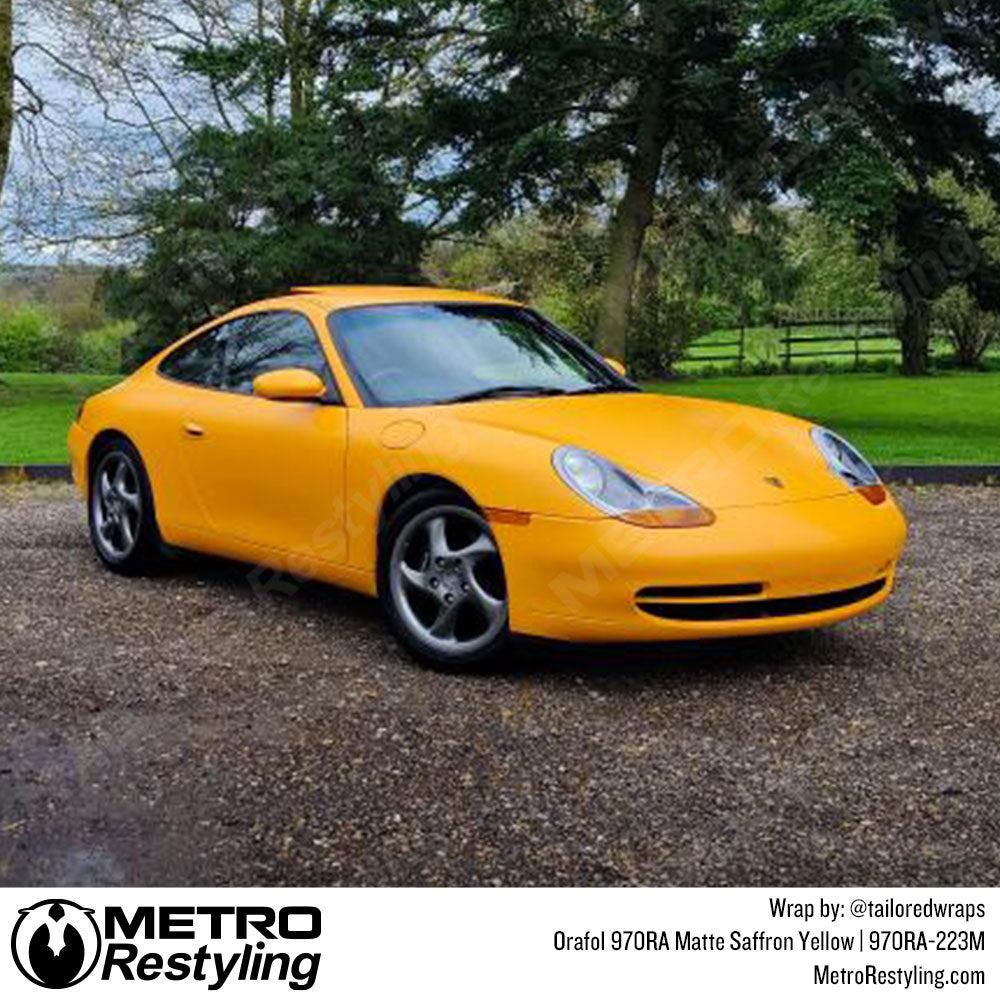 matte yellow porsche wrap