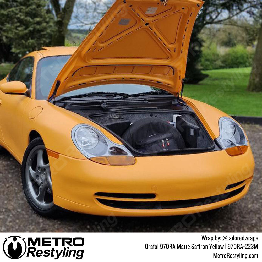 matte yellow porsche wrap