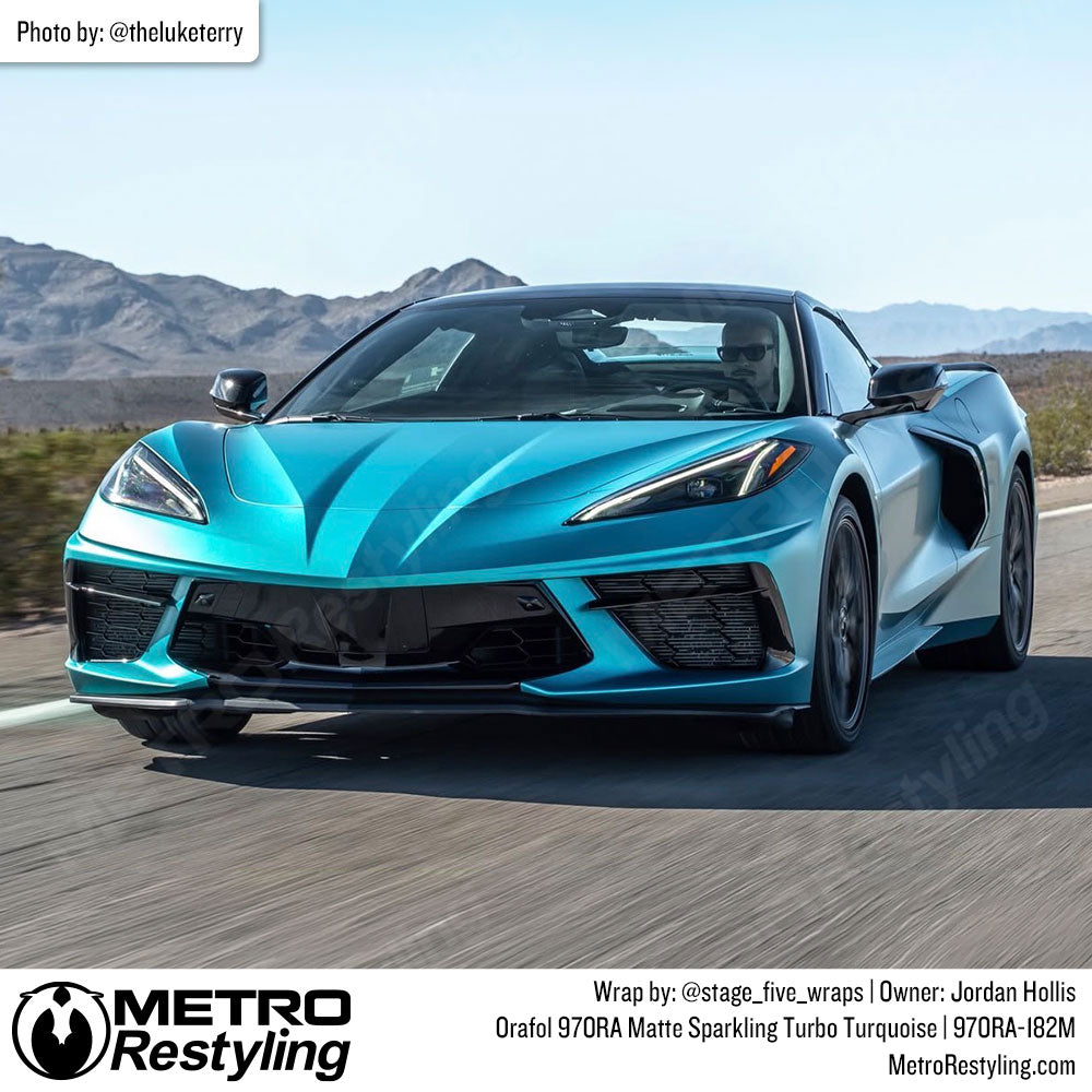 teal corvette wrap