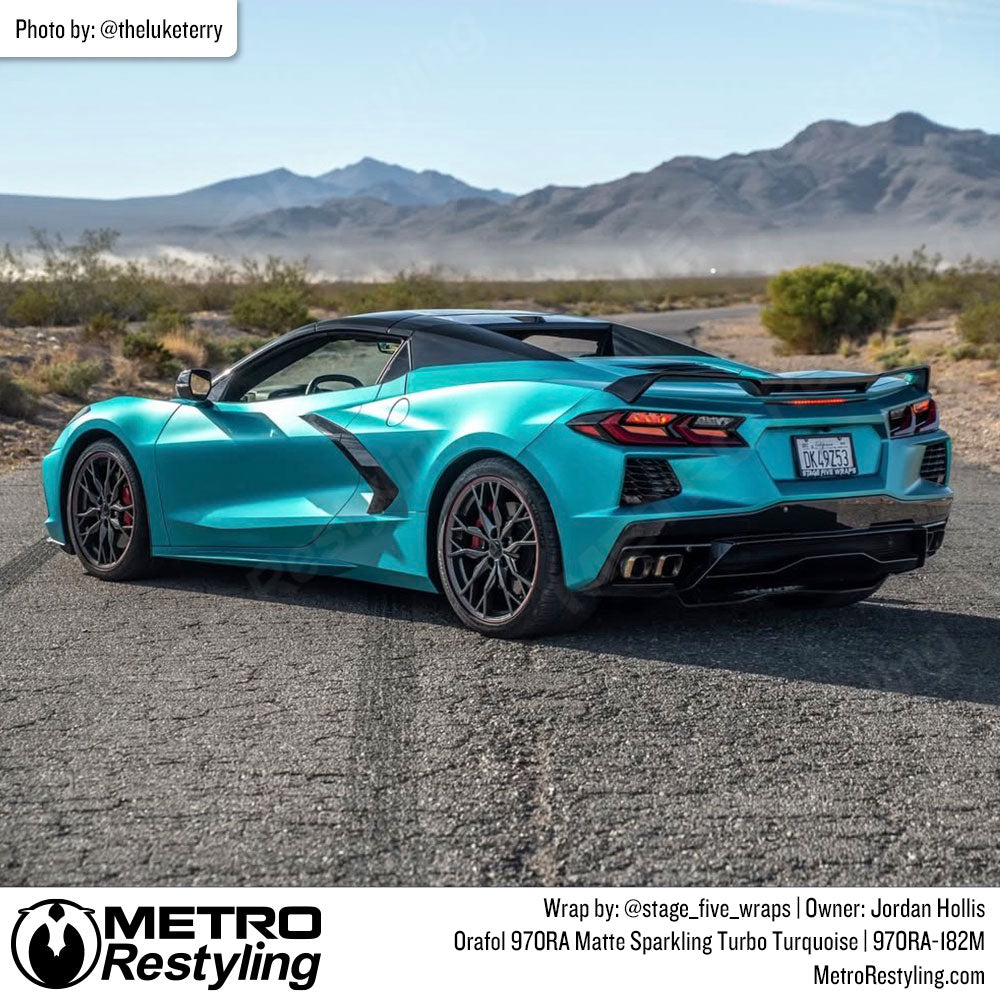 teal corvette wrap