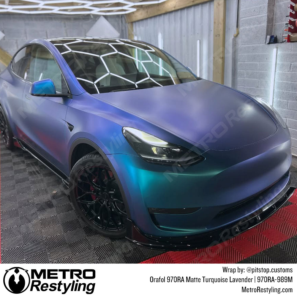 matte color shift tesla wrap