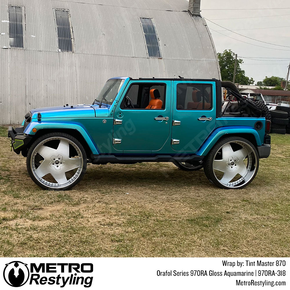 gloss blue jeep wrangler wrap