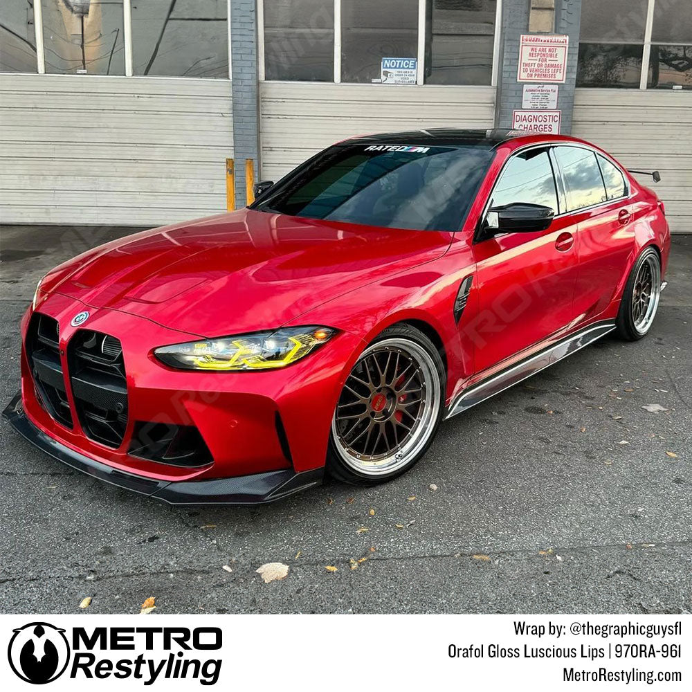 red bmw g80 wrap