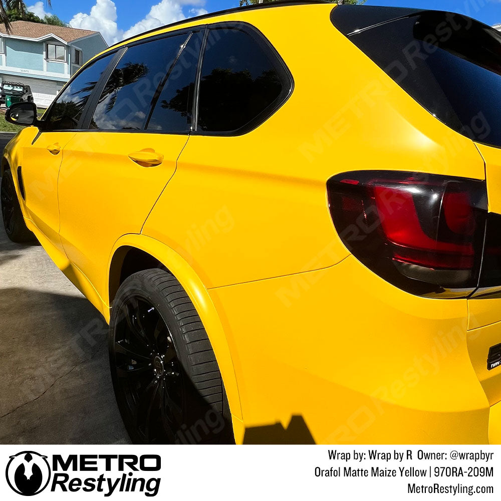 matte yellow bmw wrap