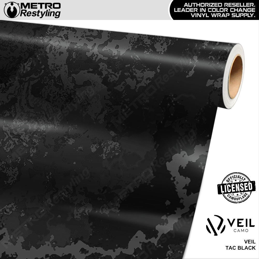 Veil Tac Black Camouflage Vinyl Wrap Film - 3M Film - Gloss Finish | BLOWOUT STOCK | (35 sq ft) | 100338