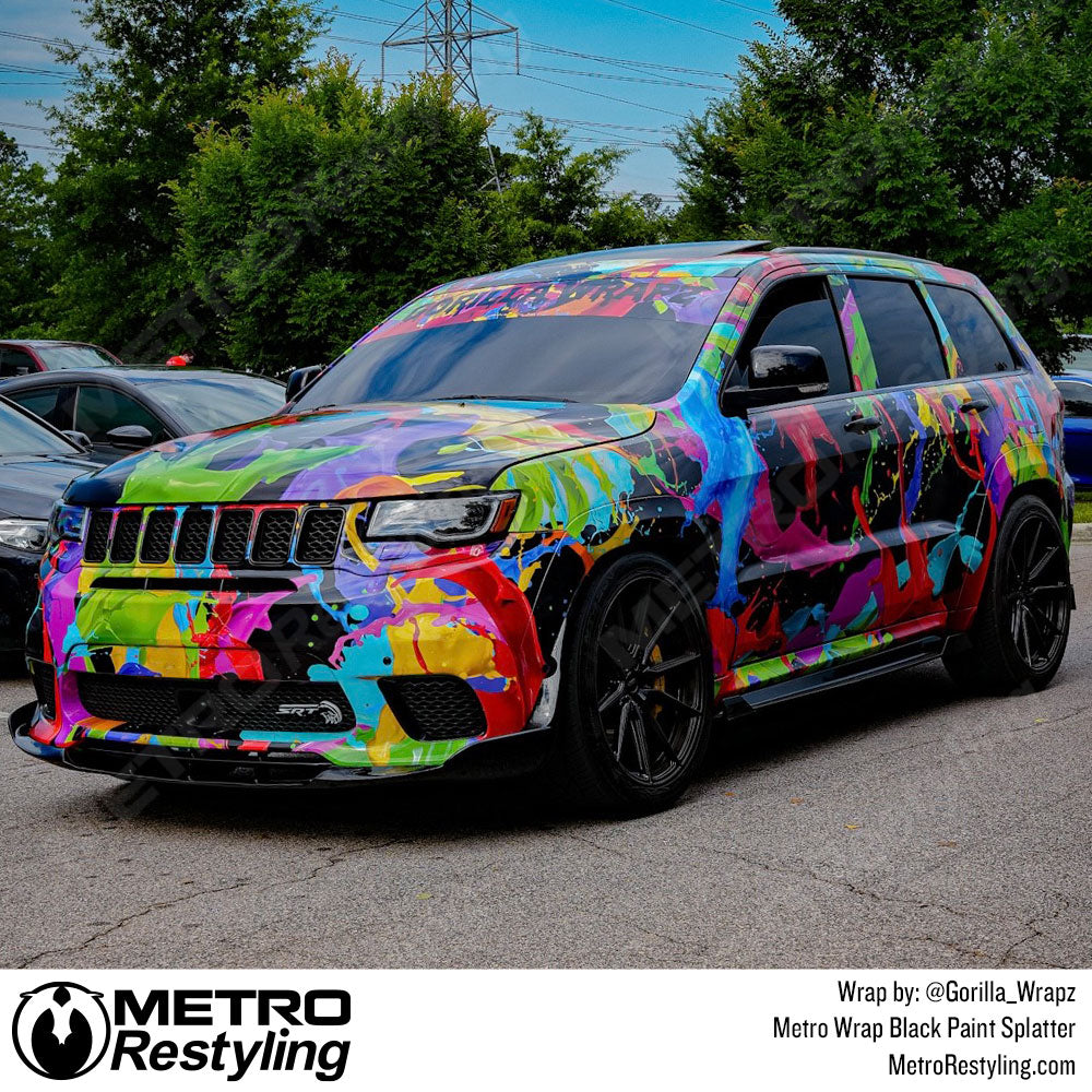 Black Paint Splatter Jeep Track Hawk Wrap