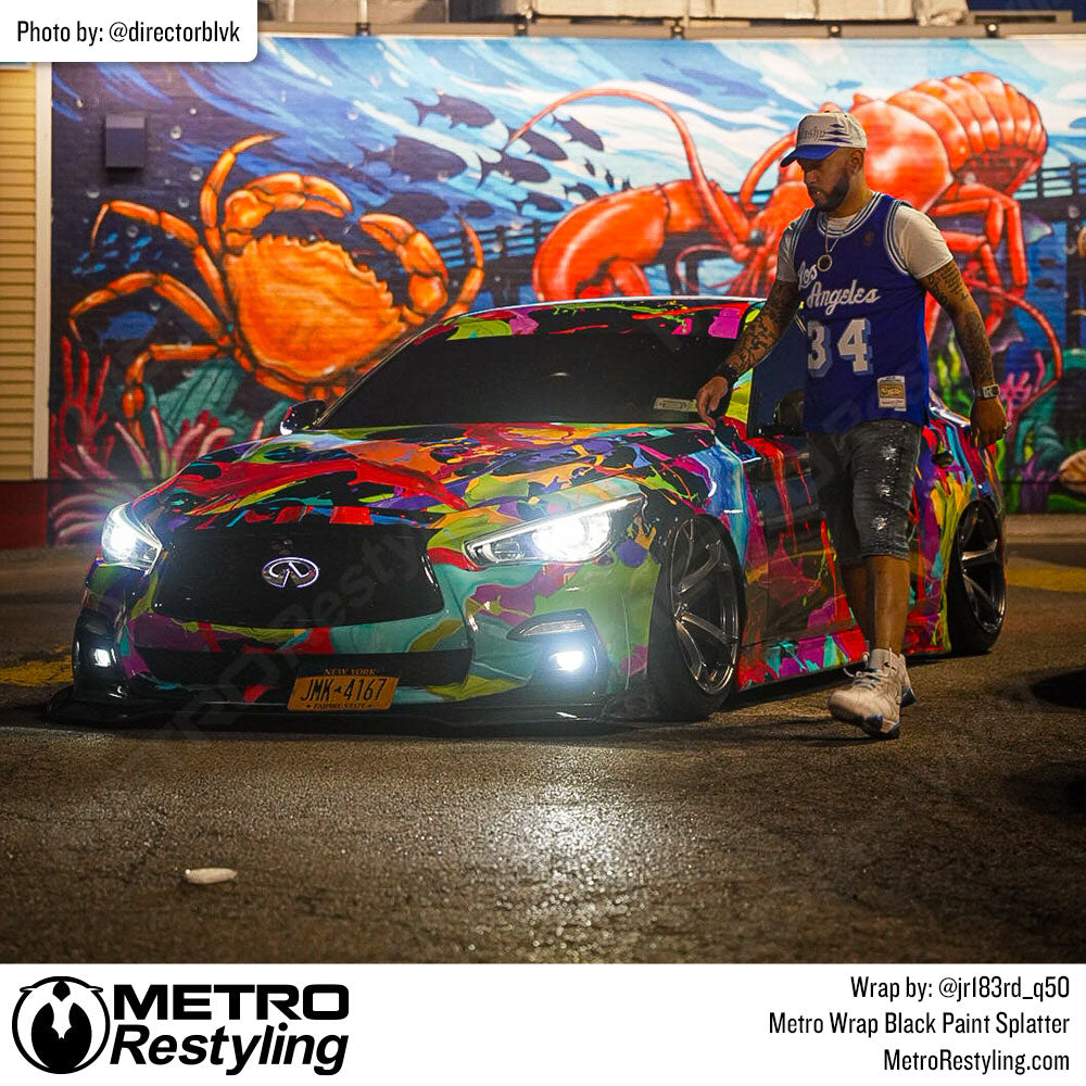 paint splatter infiniti car wrap