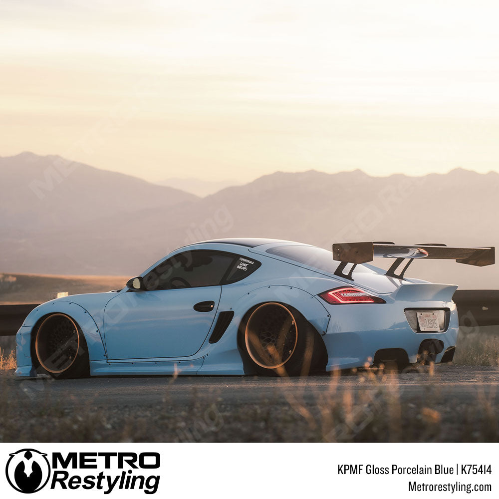 blue porsche vinyl wrap