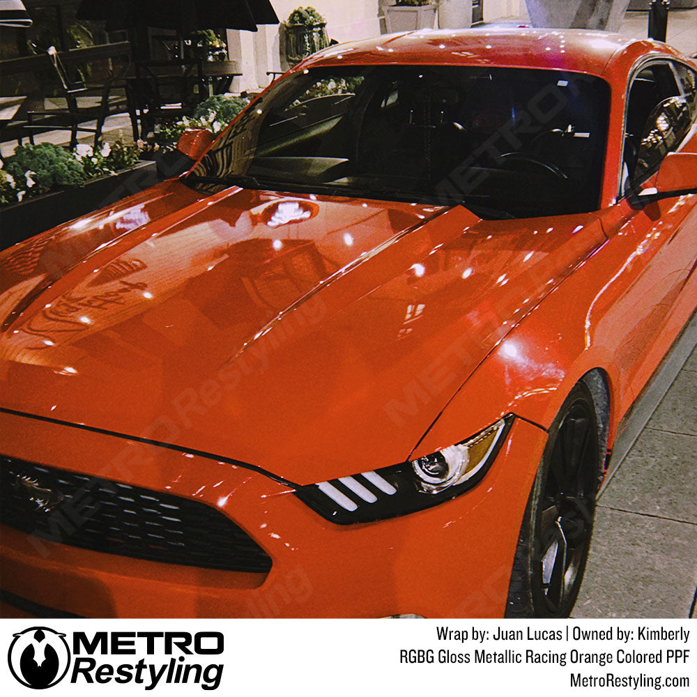orange wrap ford mustang