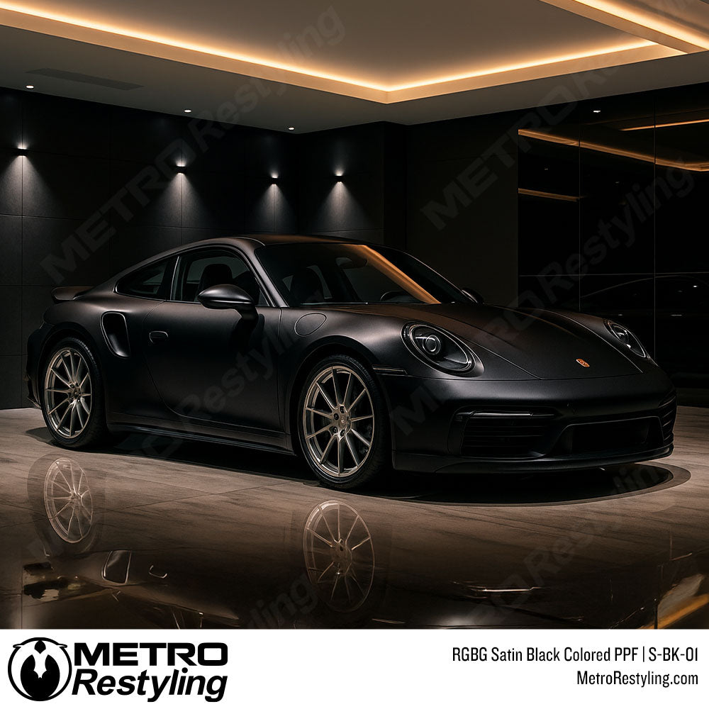satin black ppf car wrap