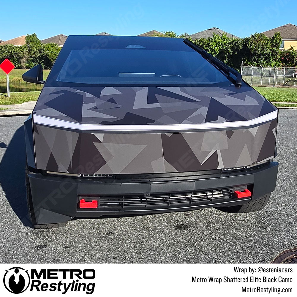 cybertruck with black camo wrap