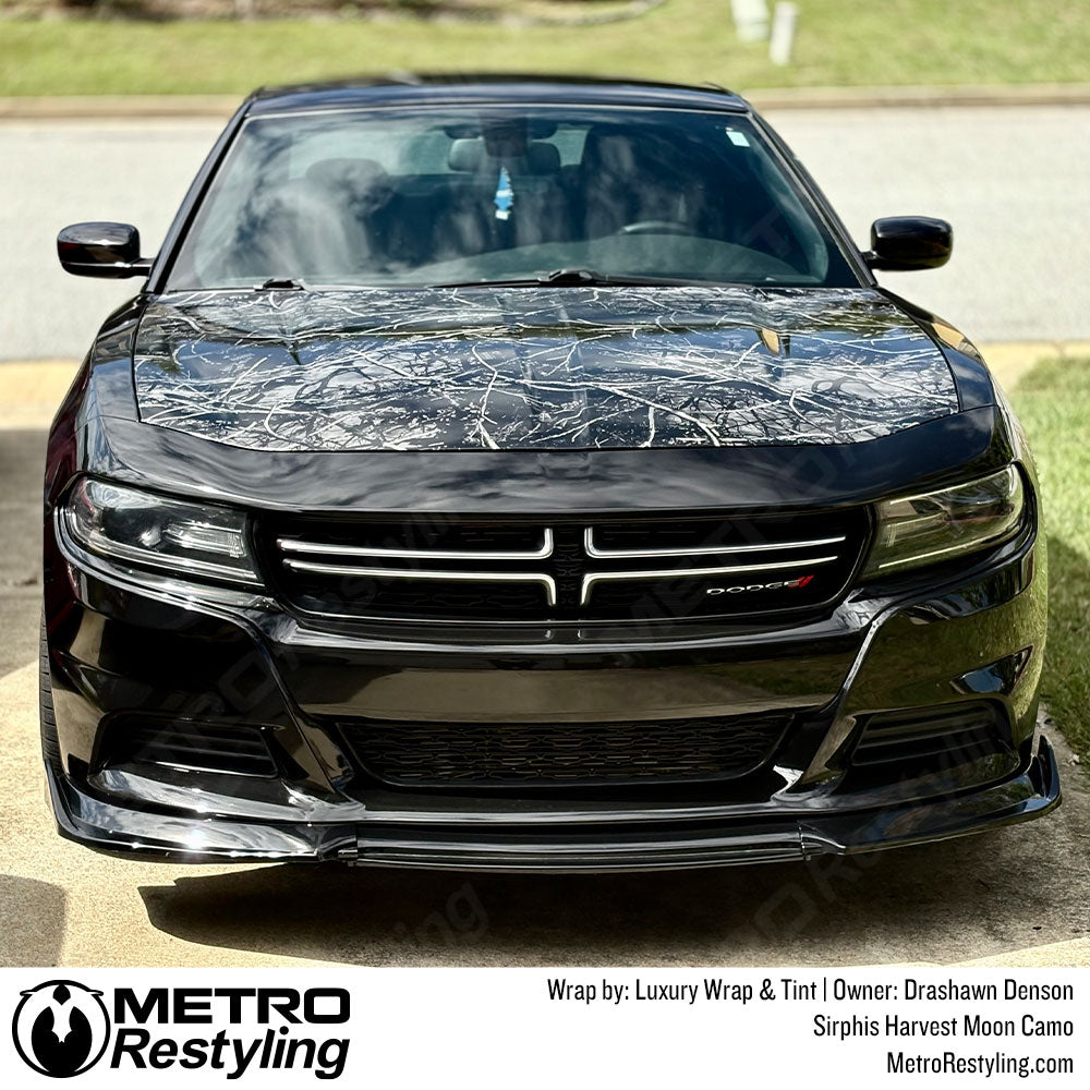 dodge charger with black camo wrap