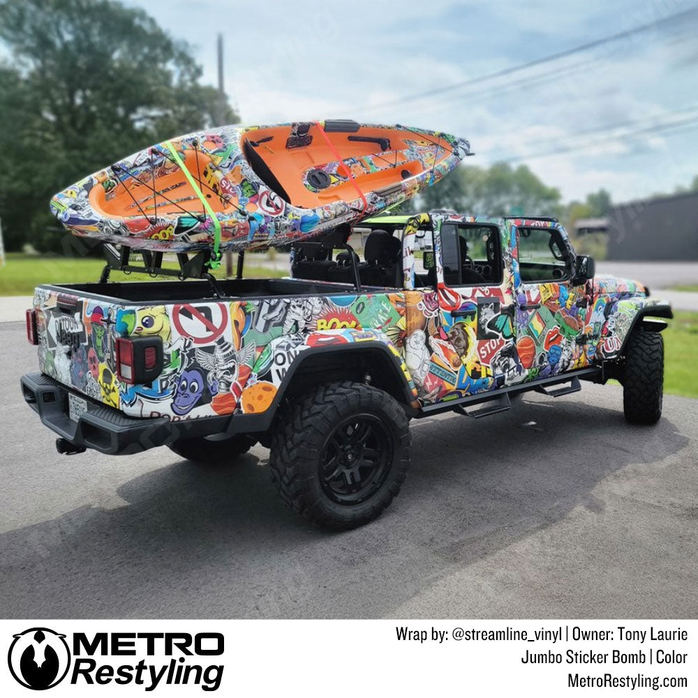 jeep with sticker bomb wrap