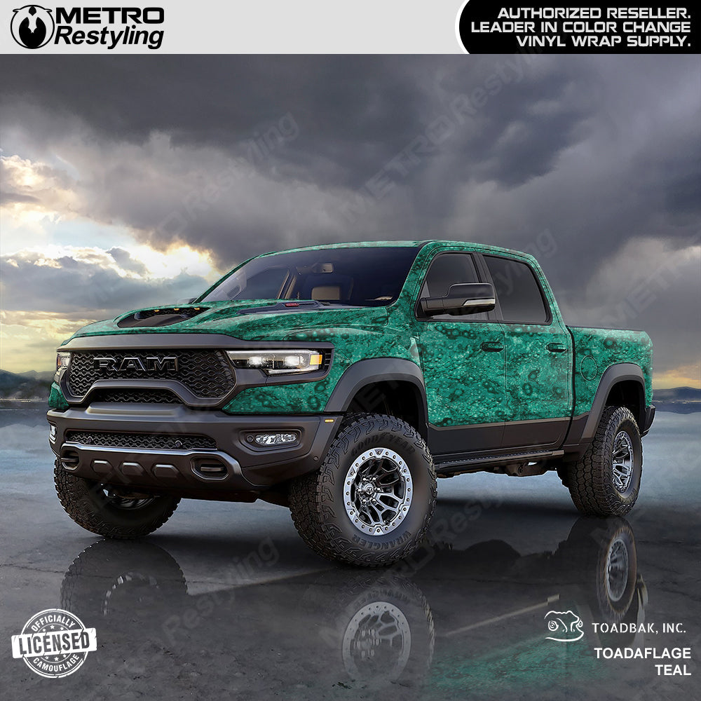 Toadaflage Teal Camo truck wrap