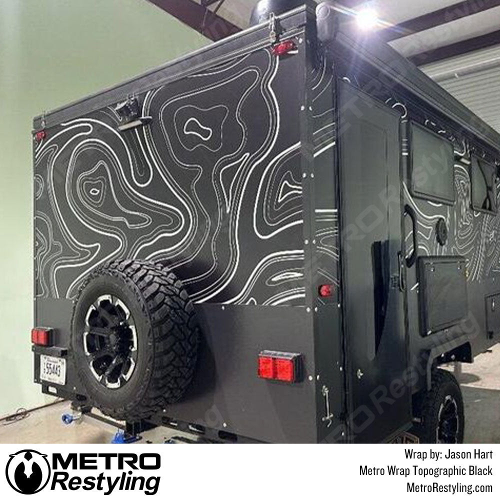 Topographic Black camo vinyl wrap