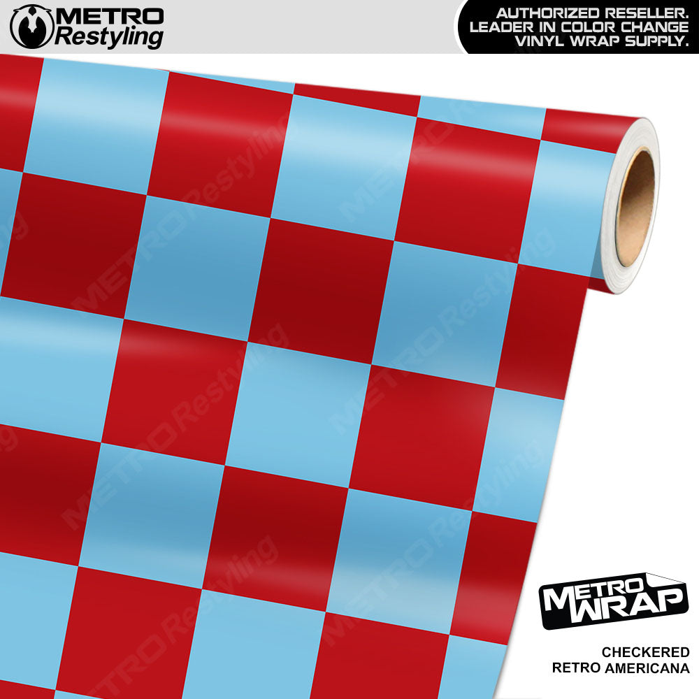 Jumbo Checkered Retro Americana checkered vinyl wrap - vinyl film pattern swatch with jumbo checkerboard pattern