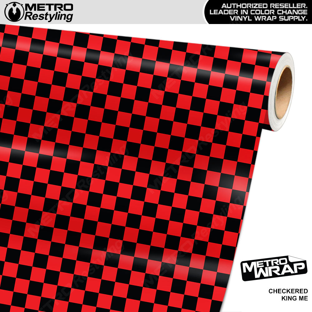 Large Checkered King Me checkered vinyl wrap - vinyl film pattern swatch with large checkerboard pattern