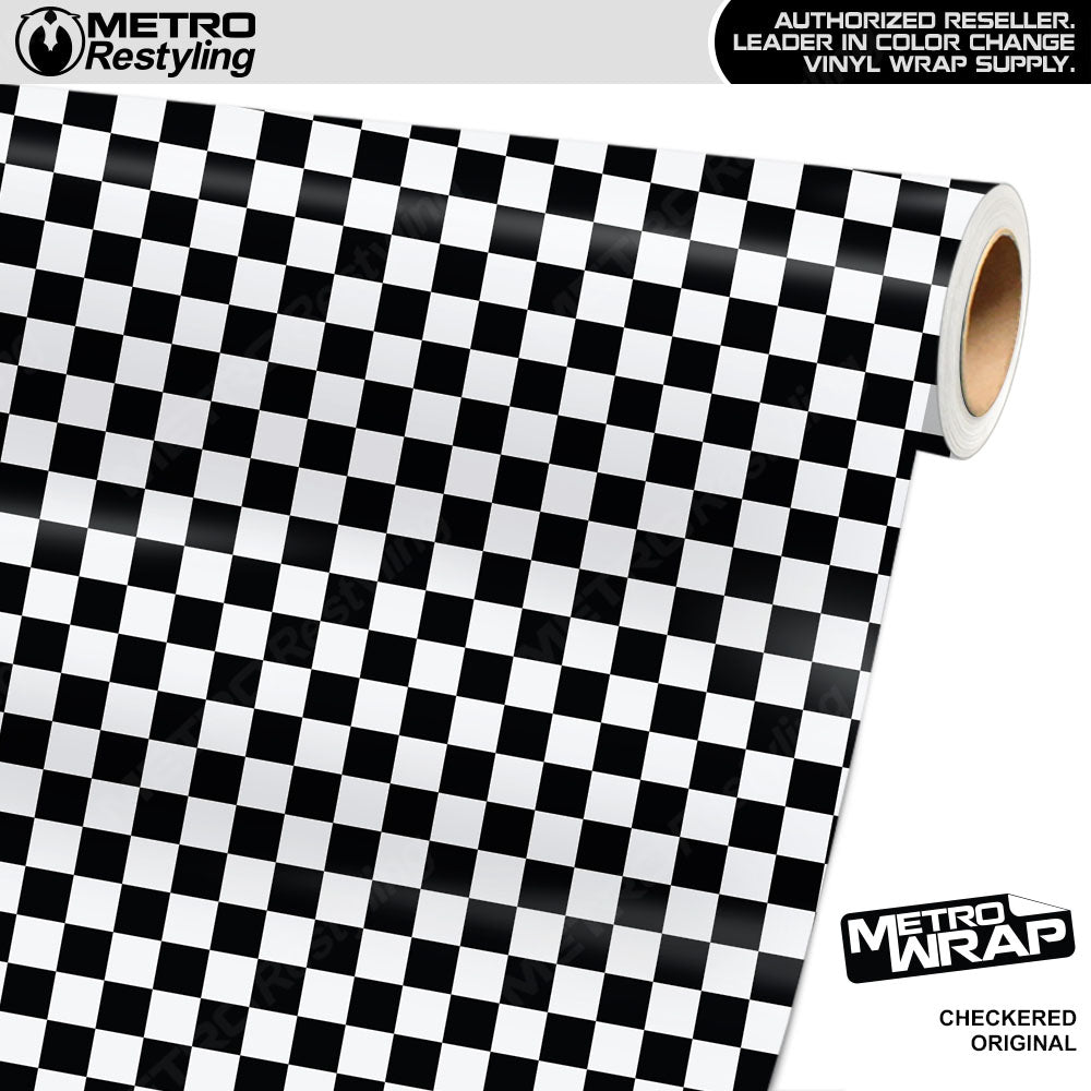 Large Checkered Original checkered vinyl wrap - vinyl film pattern swatch with large checkerboard pattern
