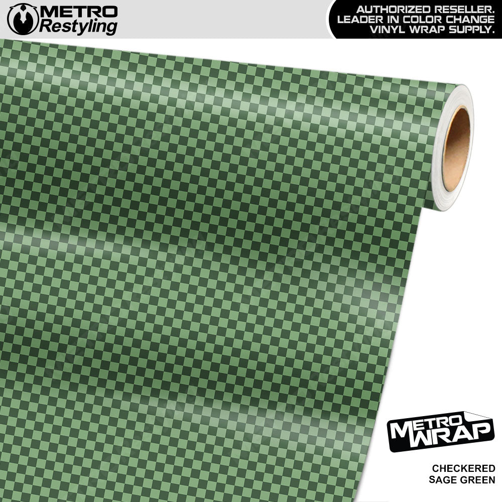Mini Checkered Sage Green checkered vinyl wrap - vinyl film pattern swatch with mini checkerboard pattern