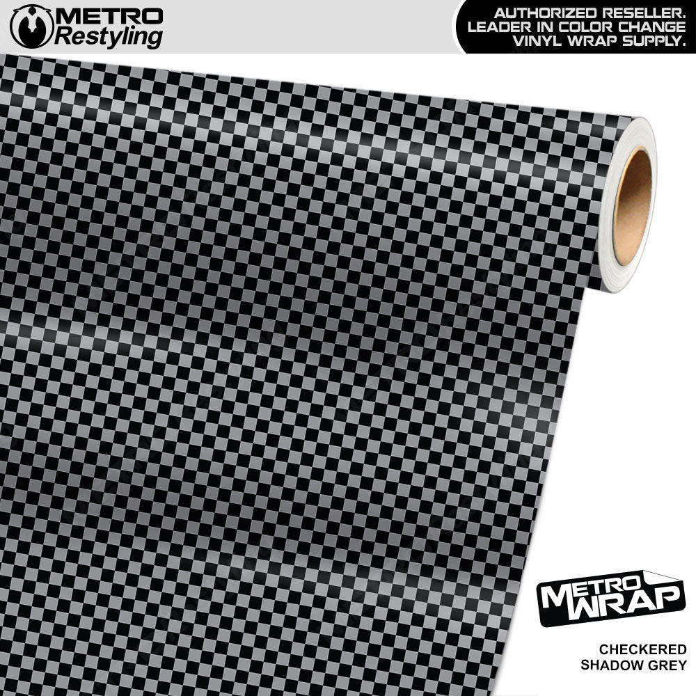 Mini Checkered Shadow Grey checkered vinyl wrap - vinyl film pattern swatch with mini checkerboard pattern