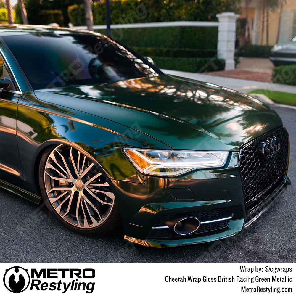 glossy green audi vinyl wrap