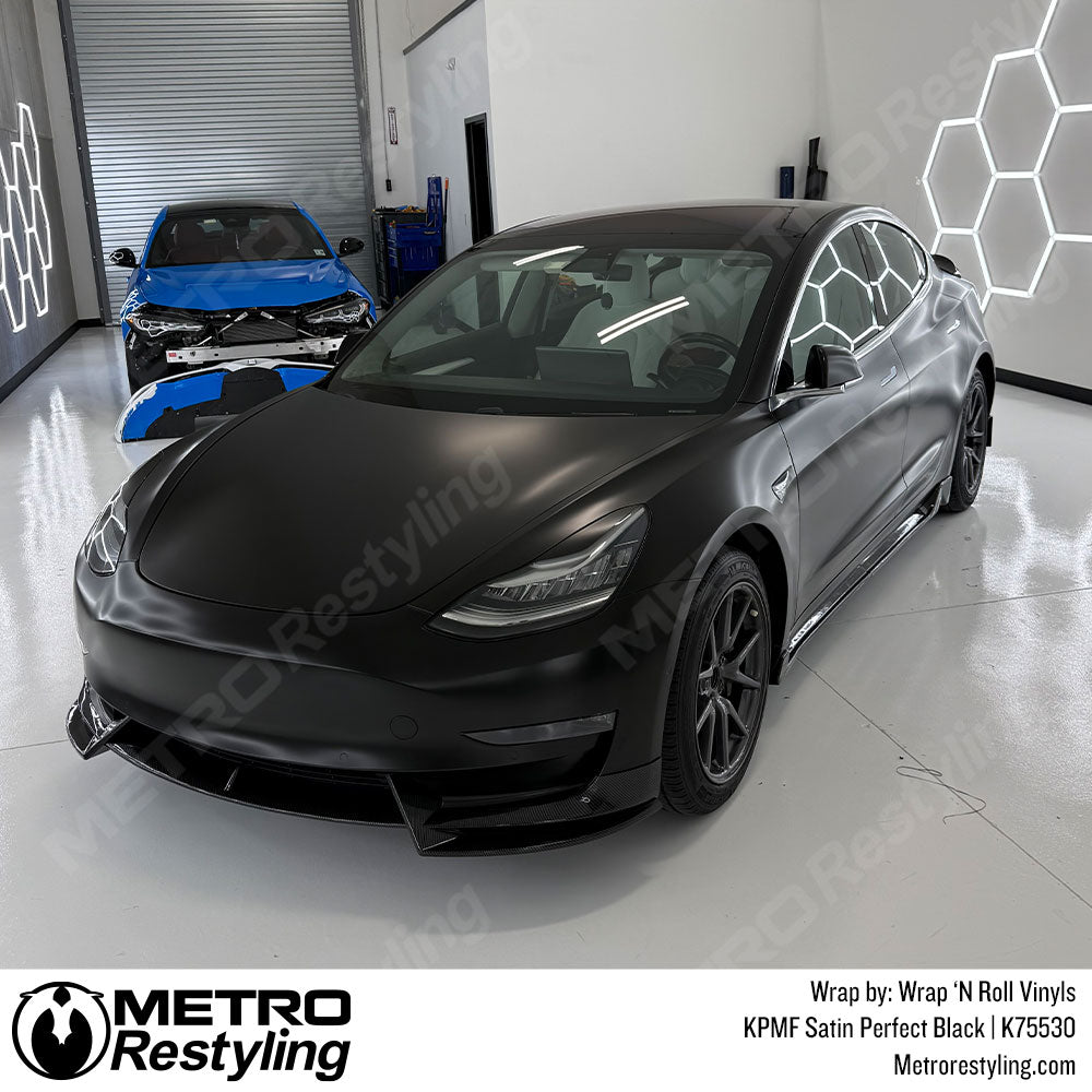 satin black tesla wrap