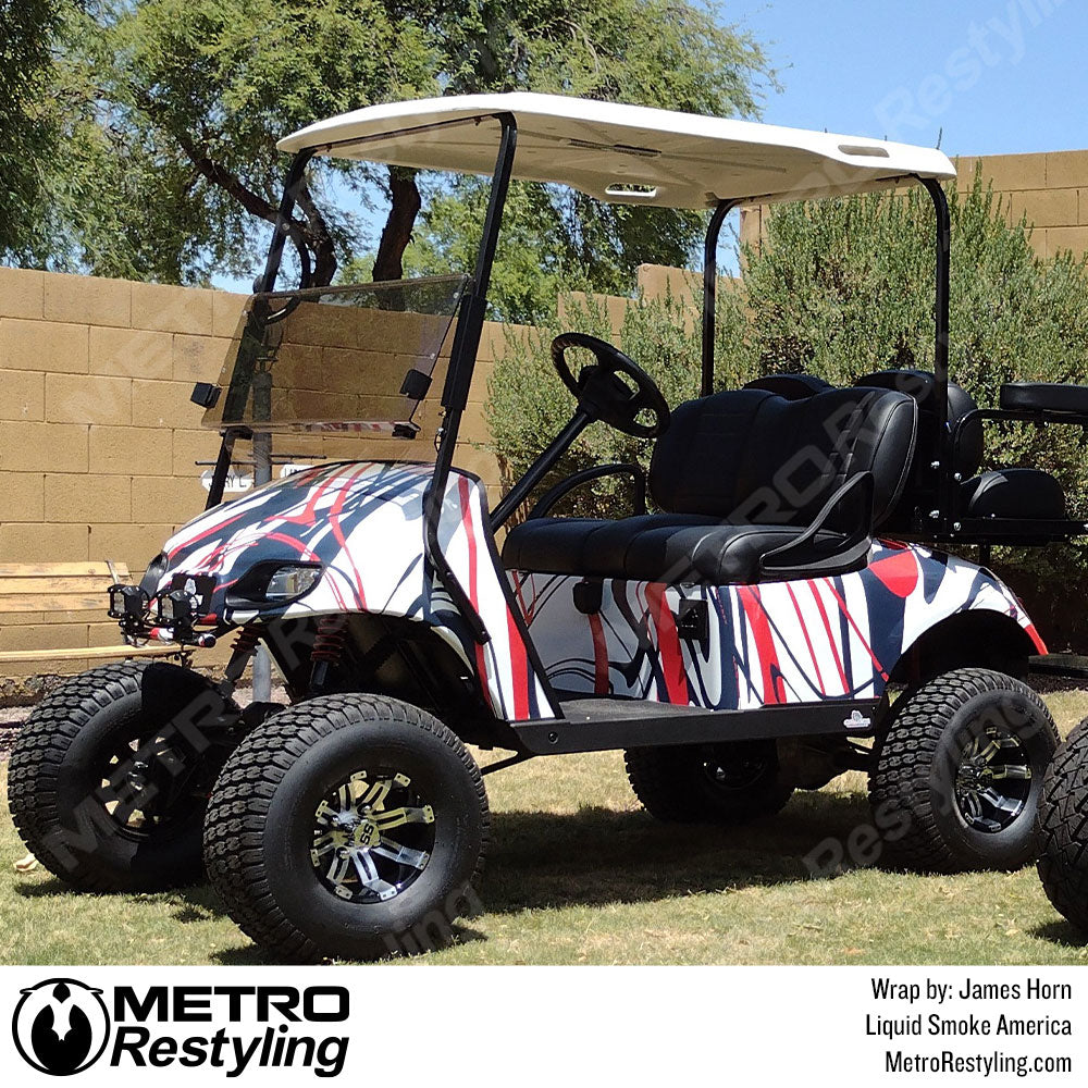 Liquid Smoke America golf cart wrap