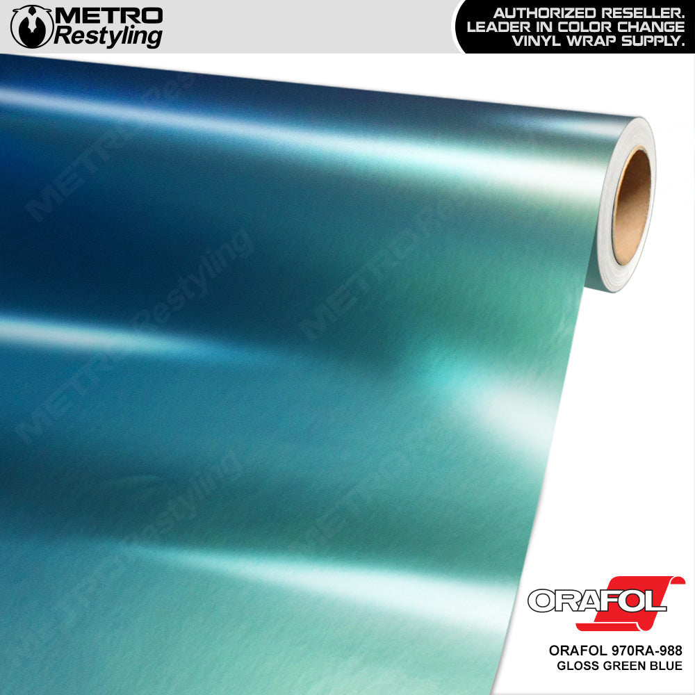 Orafol 970RA Gloss Green Blue Vinyl Wrap | 970RA-988 | BLOWOUT STOCK | (260 sq ft) | V777774