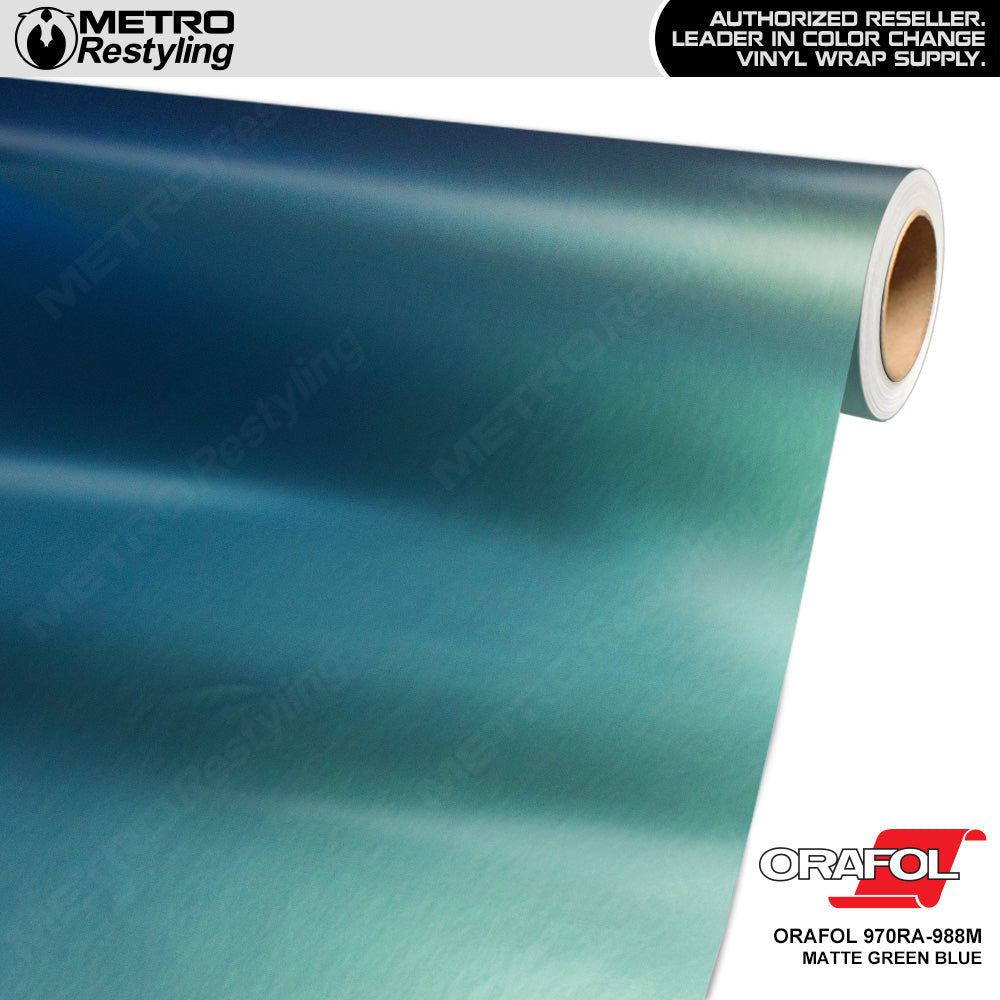 Orafol 970RA Matte Green Blue Vinyl Wrap | 970RA-988M | BLOWOUT STOCK | (265 sq ft) | V886878