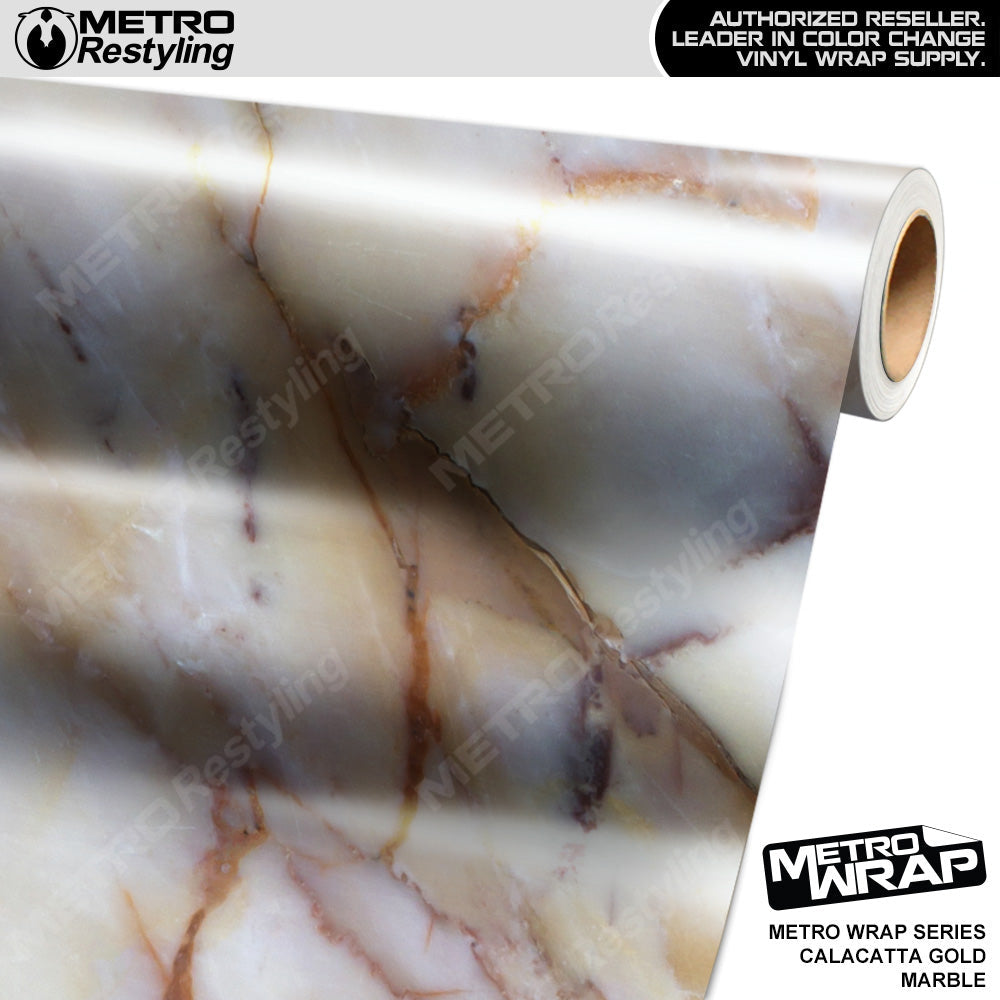 Metro Wrap Calacatta Gold Marble Vinyl Film - Avery Dennison Film - Satin Finish | BLOWOUT STOCK | (5 sq ft) | 935764