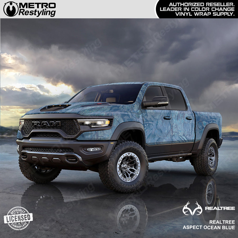 Realtree Aspect Ocean Blue Camouflage Vinyl Wrap Film