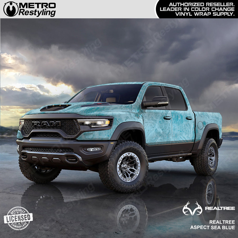 Realtree Aspect Sea Blue Camouflage Vinyl Wrap Film