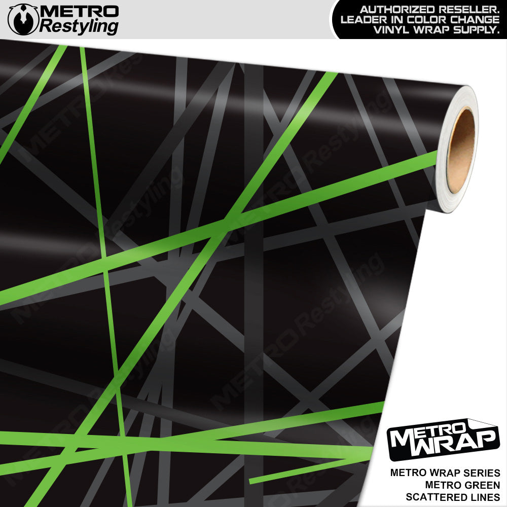 Metro Wrap Scattered Lines Metro Green Vinyl Film - 3M Film - Gloss Finish | BLOWOUT STOCK | (5 sq ft) | 234916