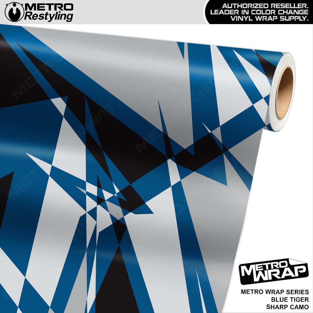 Metro Wrap Sharp Blue Tiger Camouflage Vinyl Film - 3M Film - Satin Finish | BLOWOUT STOCK | (20 sq ft) | 100390