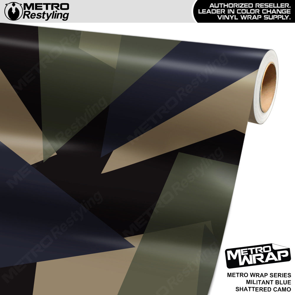 Metro Wrap Shattered Militant Blue Camouflage Vinyl Film - 3M Film - Satin Finish | BLOWOUT STOCK | (10 sq ft) | 100385