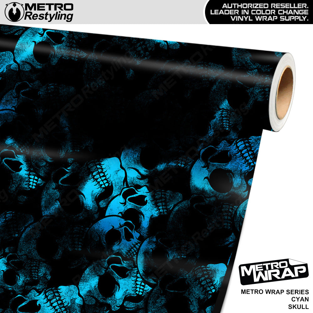 Metro Wrap Skull Cyan Vinyl Film